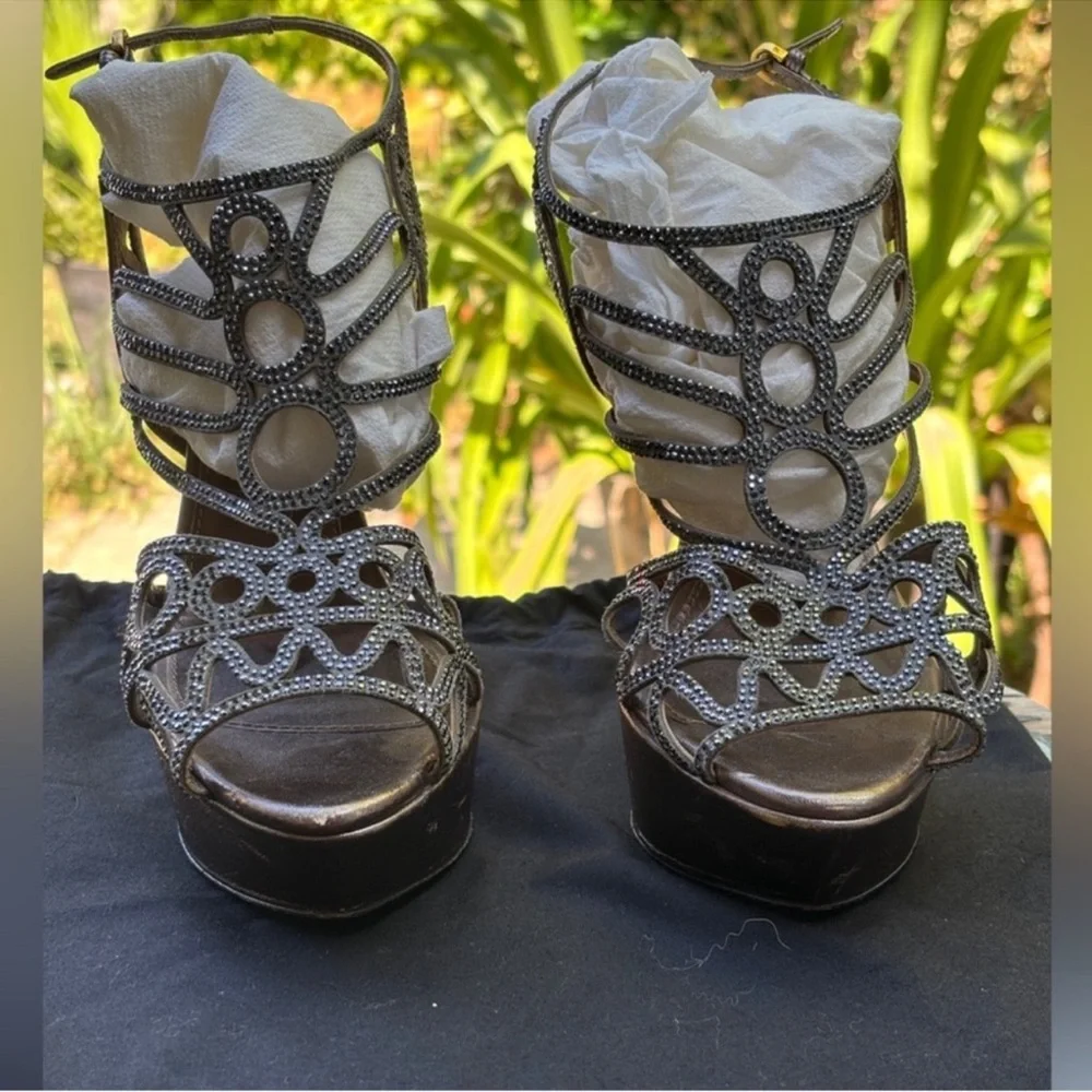 Sergio Rossi crystal strappy platform heels - Picture 2 of 7